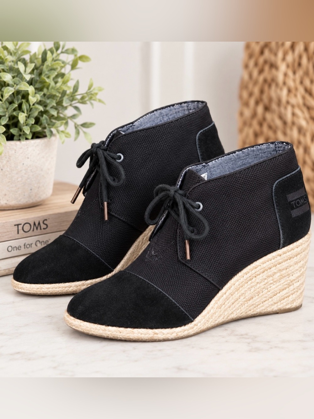 TOMS Burlap Whisper Suede Desert Wedge Bootie